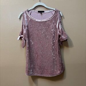 Sanctuary Velour Pink Cold Shoulder Bow SleeveTop Size XS